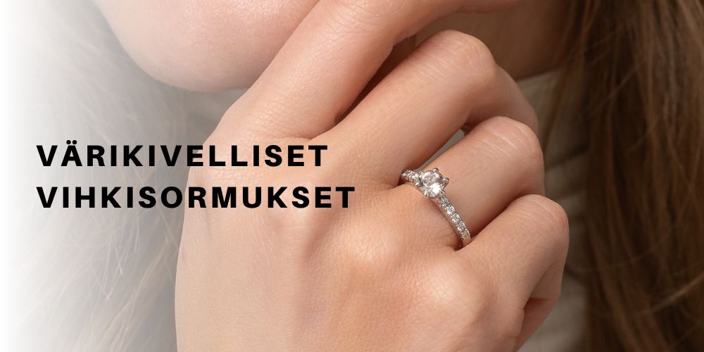 Värilliset jalokivet vihkisormuksissa