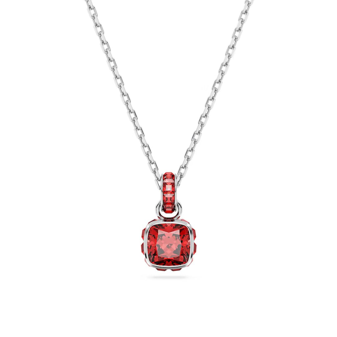 Swarovski Birthstone July riipus, vaalea metalli ja punaiset kristallit 5652043