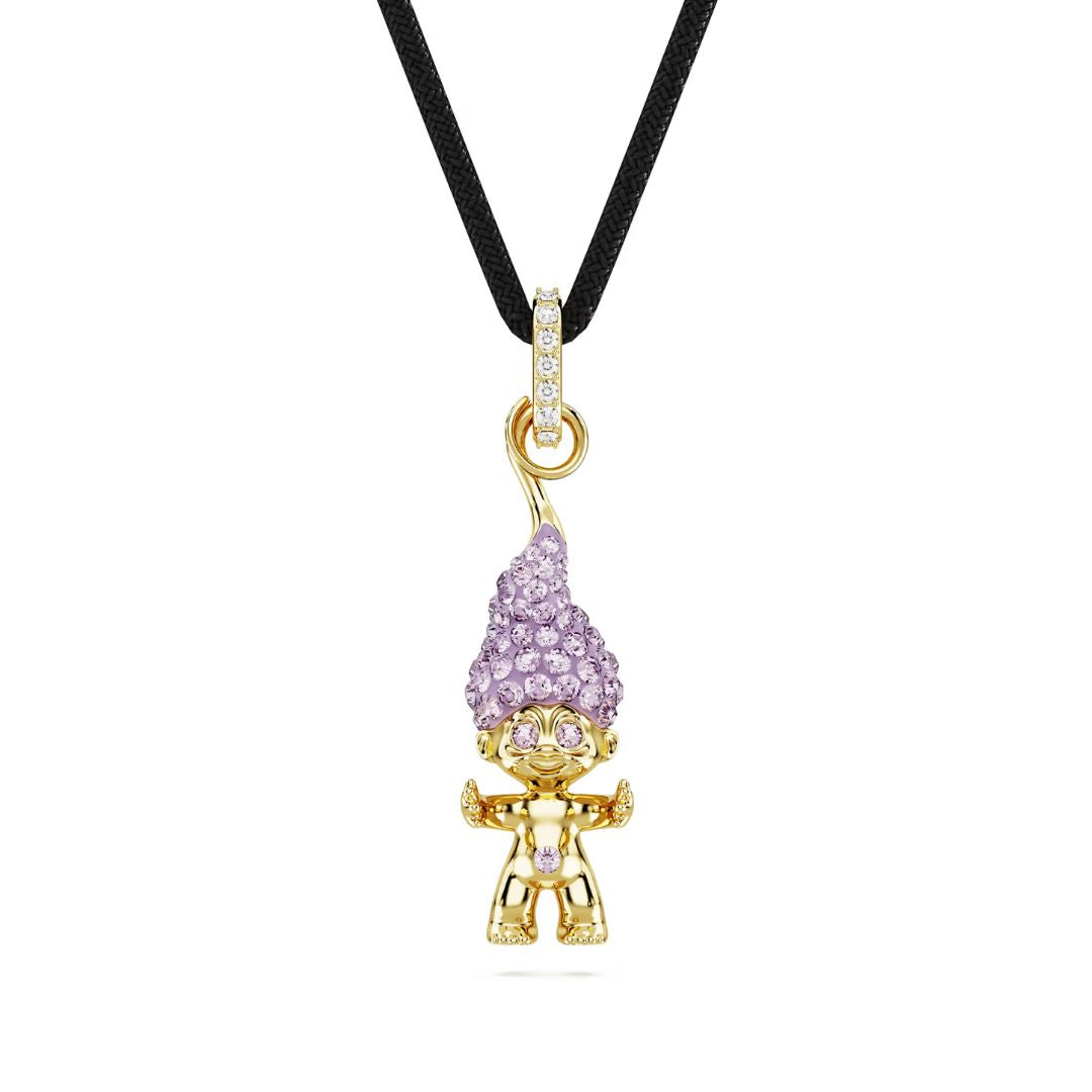 Swarovski Good Luck Troll Pendant, Yellow Gold-Tone and Purple Crystal