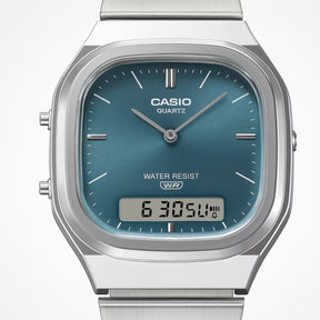 Casio Vintage AQ-240E-3AEF Vintage rannekello sinivihreällä kellotaululla