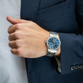 Casio Edifice EFR-S108D-2AVUEF miesten kello, harmaa ranneke ja sininen kellotaulu