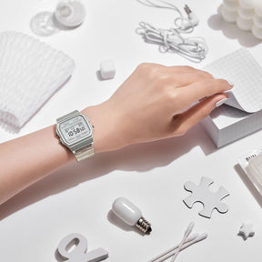 Casio F-91WS-7EF rannekello, läpinäkyvä ranneke