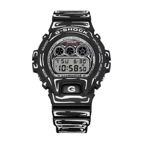 Casio G-Shock DW-6900JV-1ER musta rannekello valkoisilla yksityiskohdilla