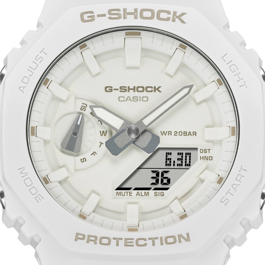 Casio G-Shock GA-2100-7A7ER valkoinen anadigi-rannekello 