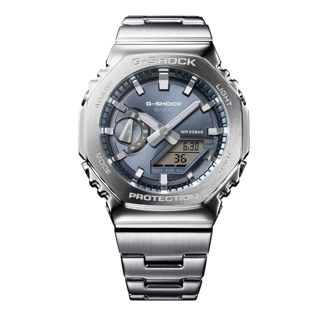 Casio G-Shock GM-2110D-8AER rannekello teräsrannekkeella