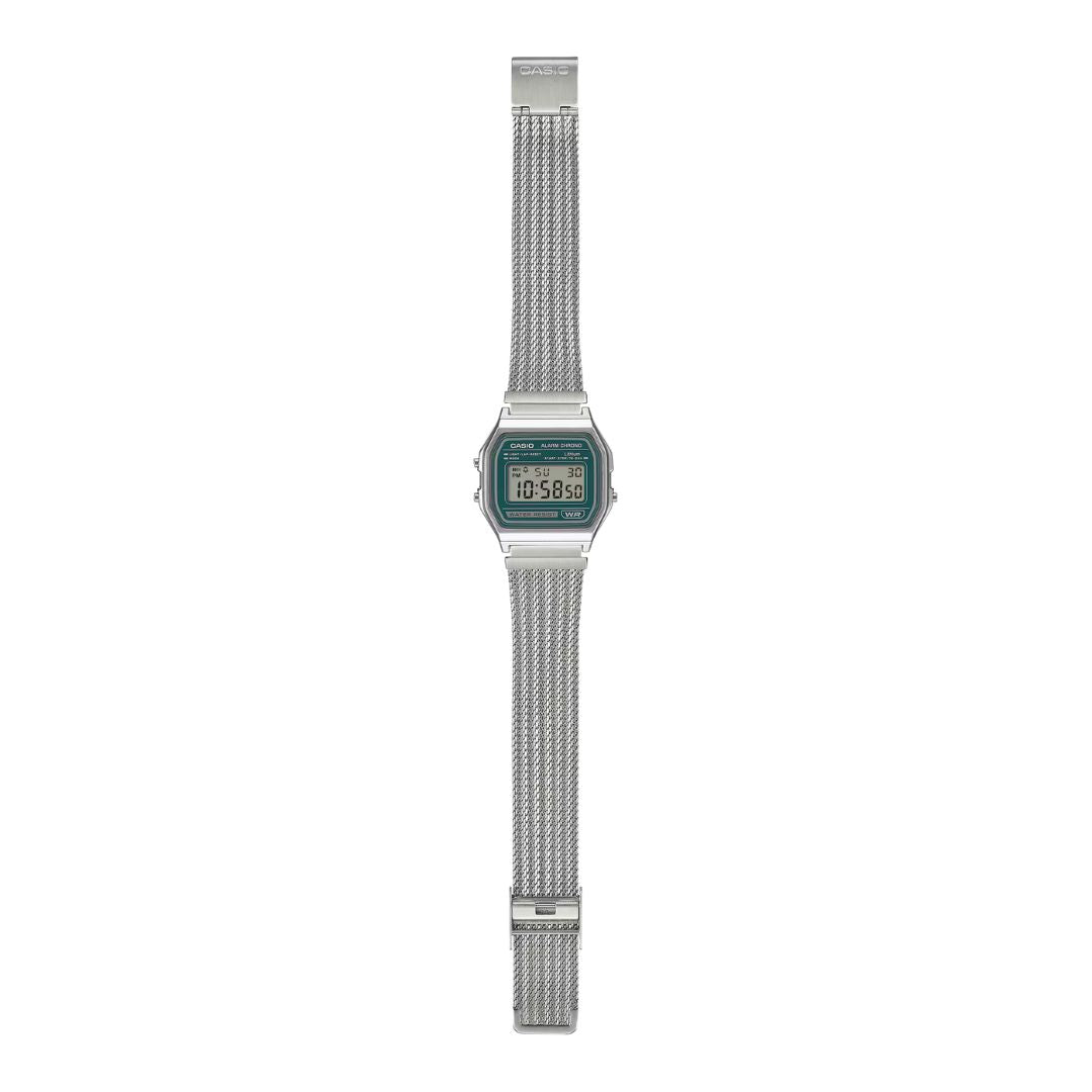 Casio Vintage A158WEM-3EF rannekello, harmaa teräsranneke