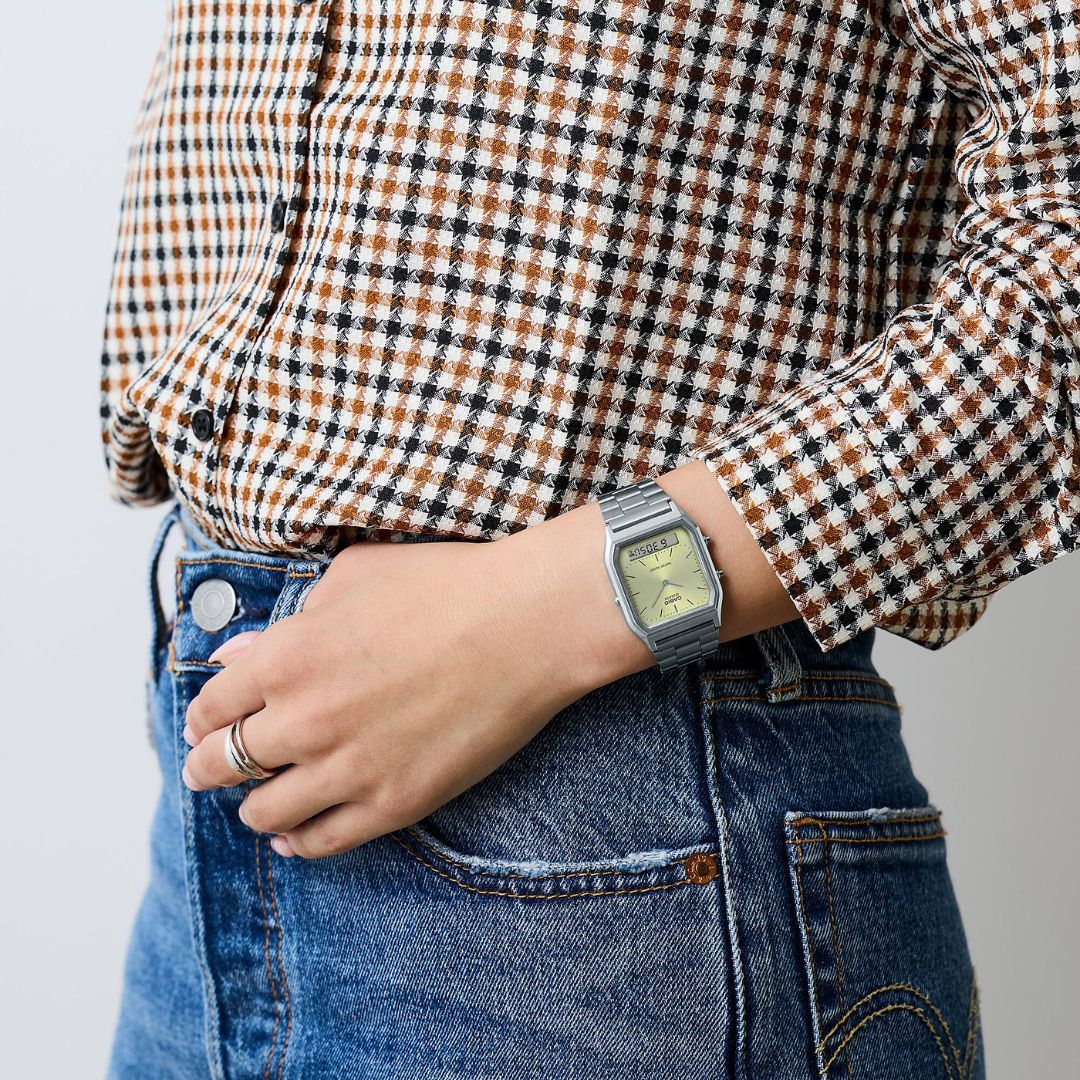 Casio Vintage AQ-230A-9AMQYES rannekello, vihreä-harmaa