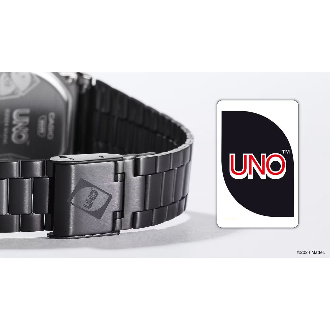 Tumma Casio Vintage UNO A168WEUC-1AER rannekello, taittolukko