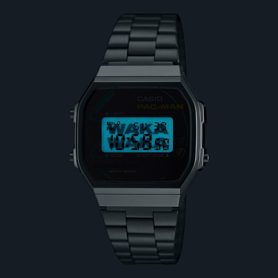 Casio Vintage x PAC-MAN A168WEPC-7AER rannekello, LED-valo