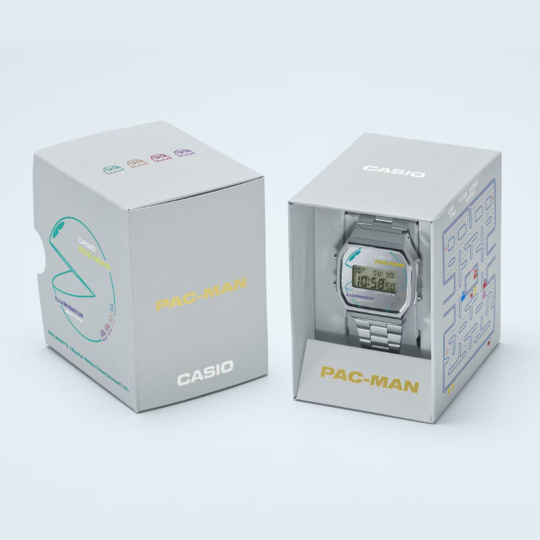Casio Vintage x PAC-MAN A168WEPC-7AER rannekello, tuotepakkaus