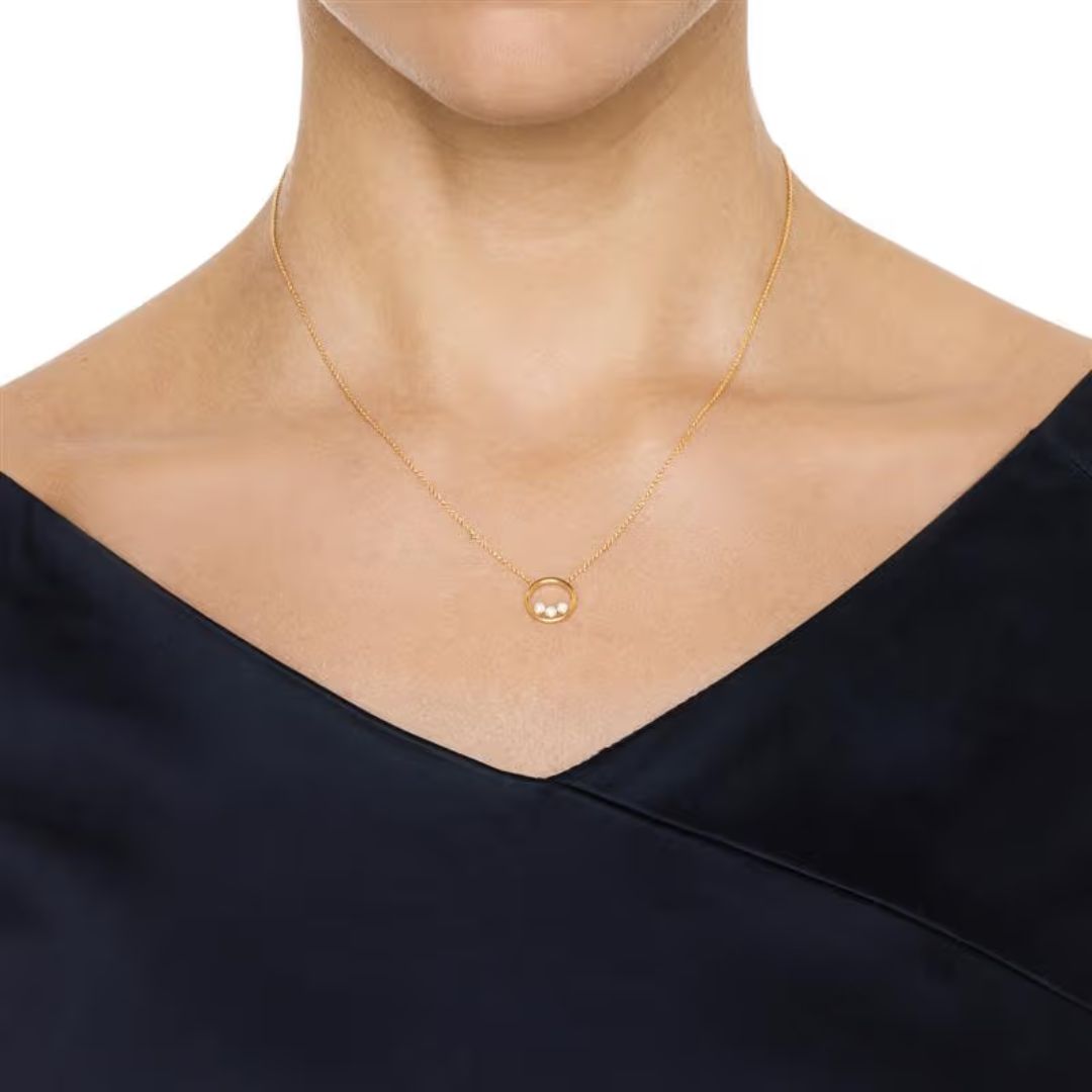 Efva Attling Little Roller Coaster kaulakoru, keltakulta ja makeanvedenhelmi, 3 kpl