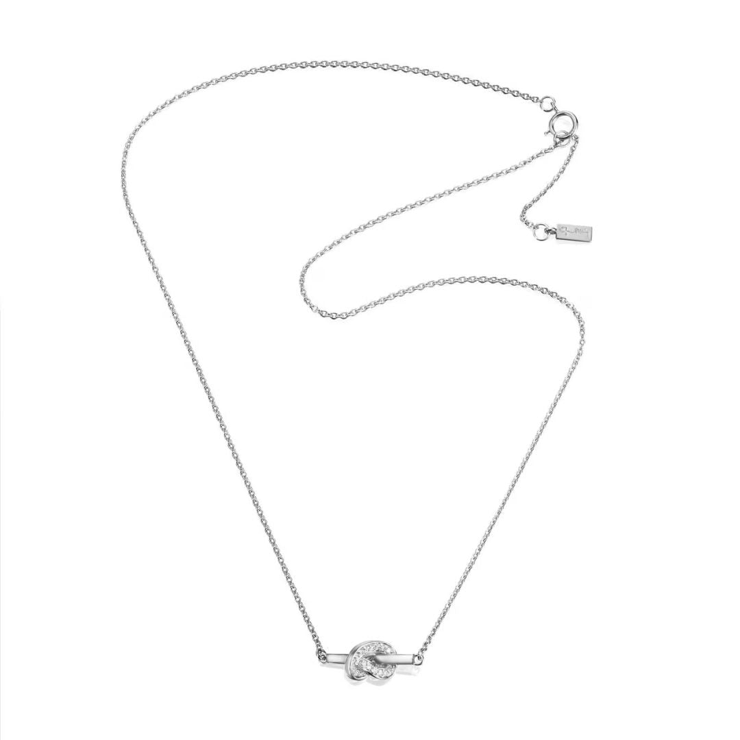 Efva Attling Love Knot & Stars kaulakoru, valkokultaa 0.07 ct timanteilla