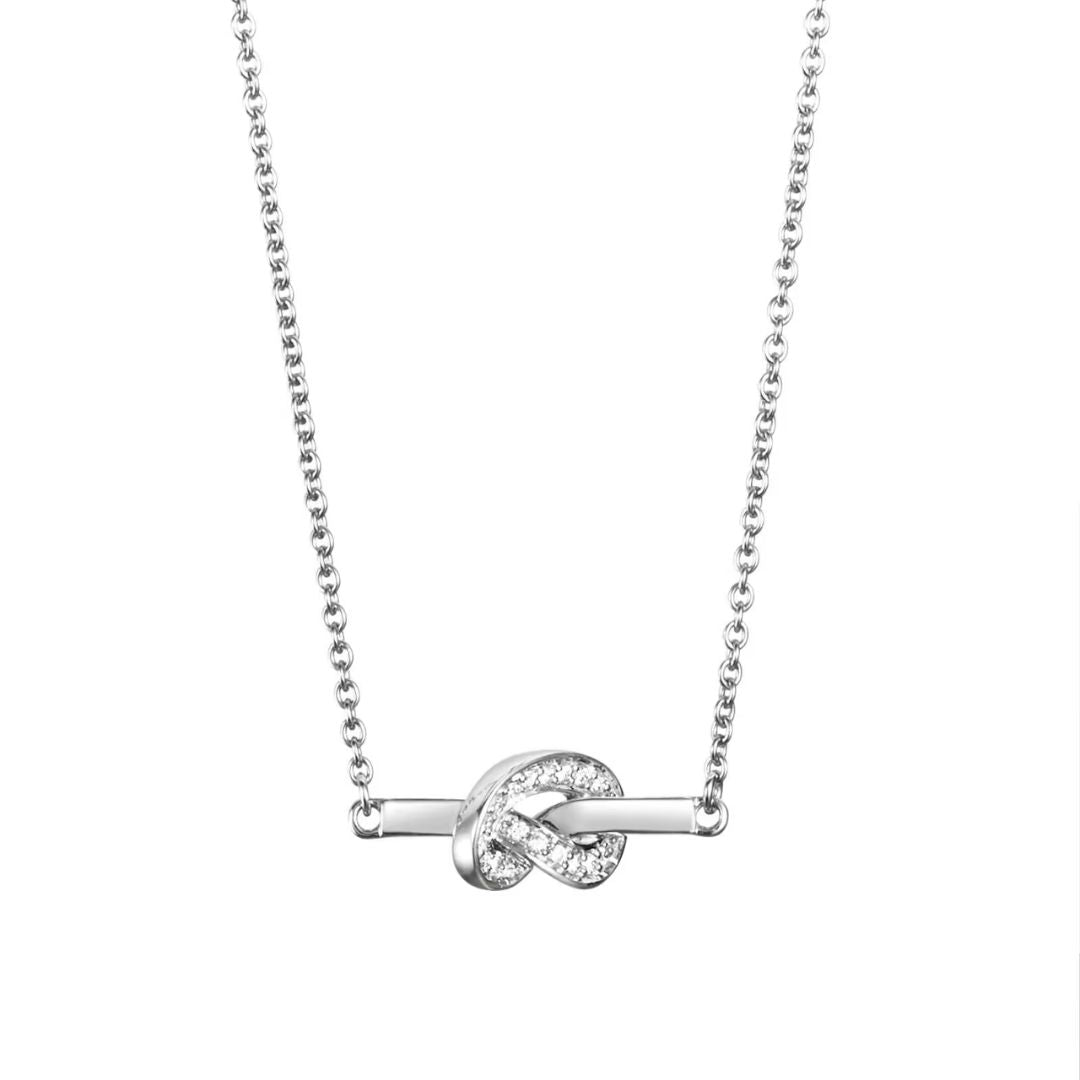 Efva Attling Love Knot & Stars kaulakoru, valkokultaa timanteilla