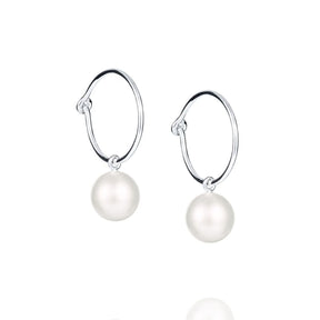 Efva Attling Pop Pearls Hoops korvakorut helmellä, hopeaa