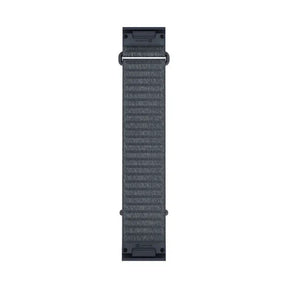 Garminin graniitinsininen 26 mm QuickFit kangasranneke, jossa on tummanharmaa kudottu pinta ja kiinnitysosat.