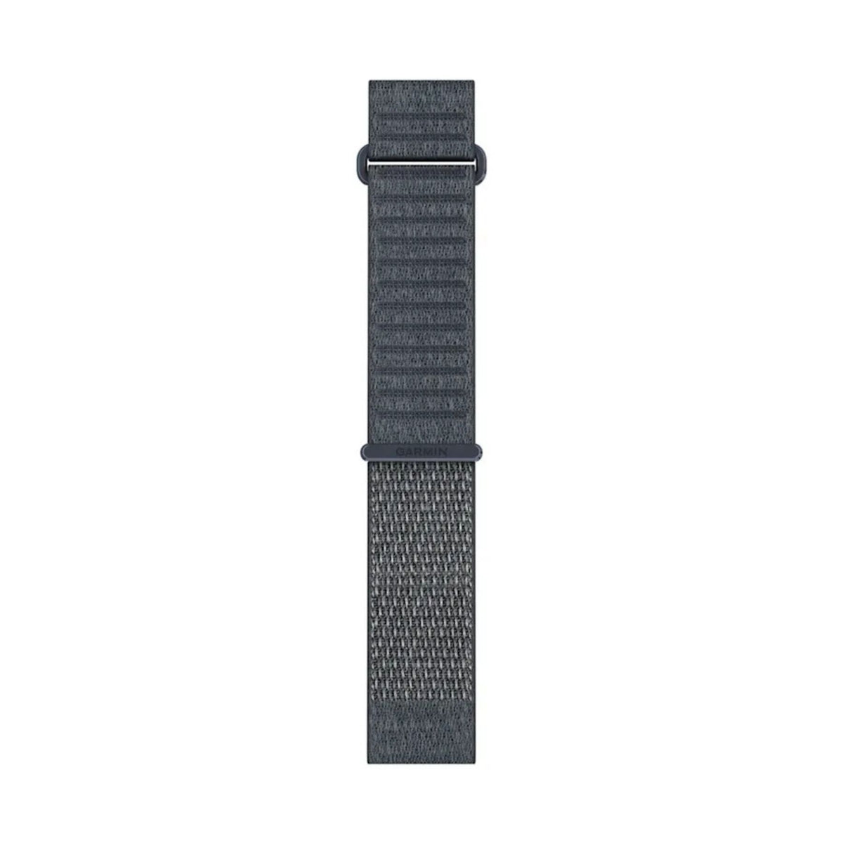 Garminin graniitinsininen kangasranneke metallisilla lenkeillä valkoisella taustalla