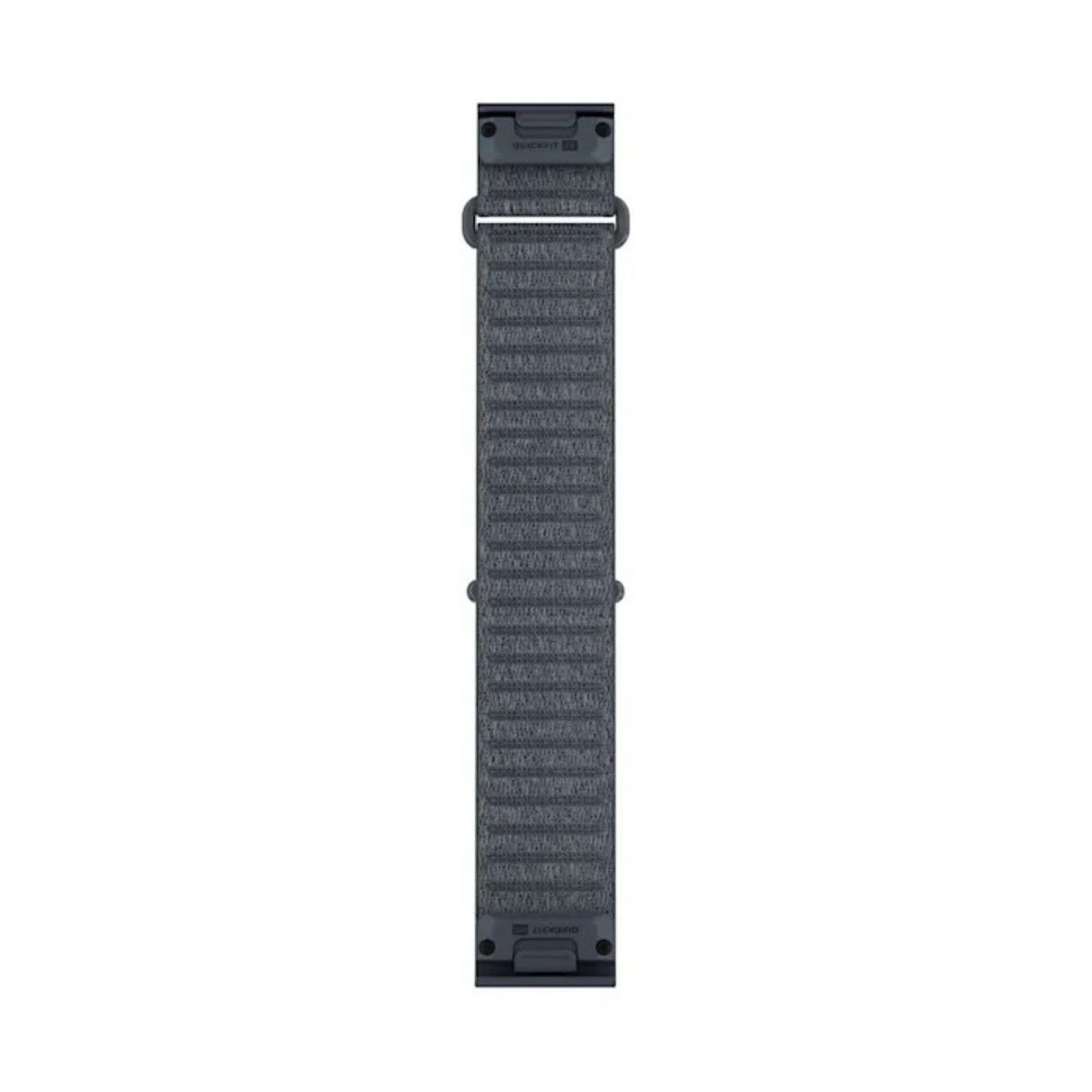 Garminin graniitinsininen 22 mm lyhyt kangasranneke QuickFit-kiinnikkeillä pystysuunnassa edestä nähtynä