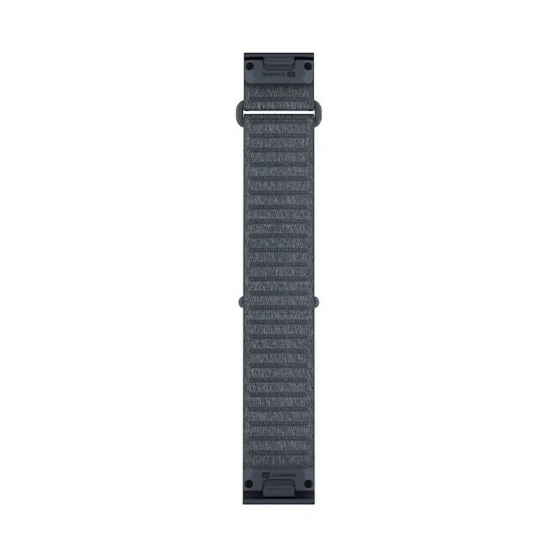 Garminin graniitinsininen 22 mm lyhyt kangasranneke QuickFit-kiinnikkeillä pystysuunnassa edestä nähtynä
