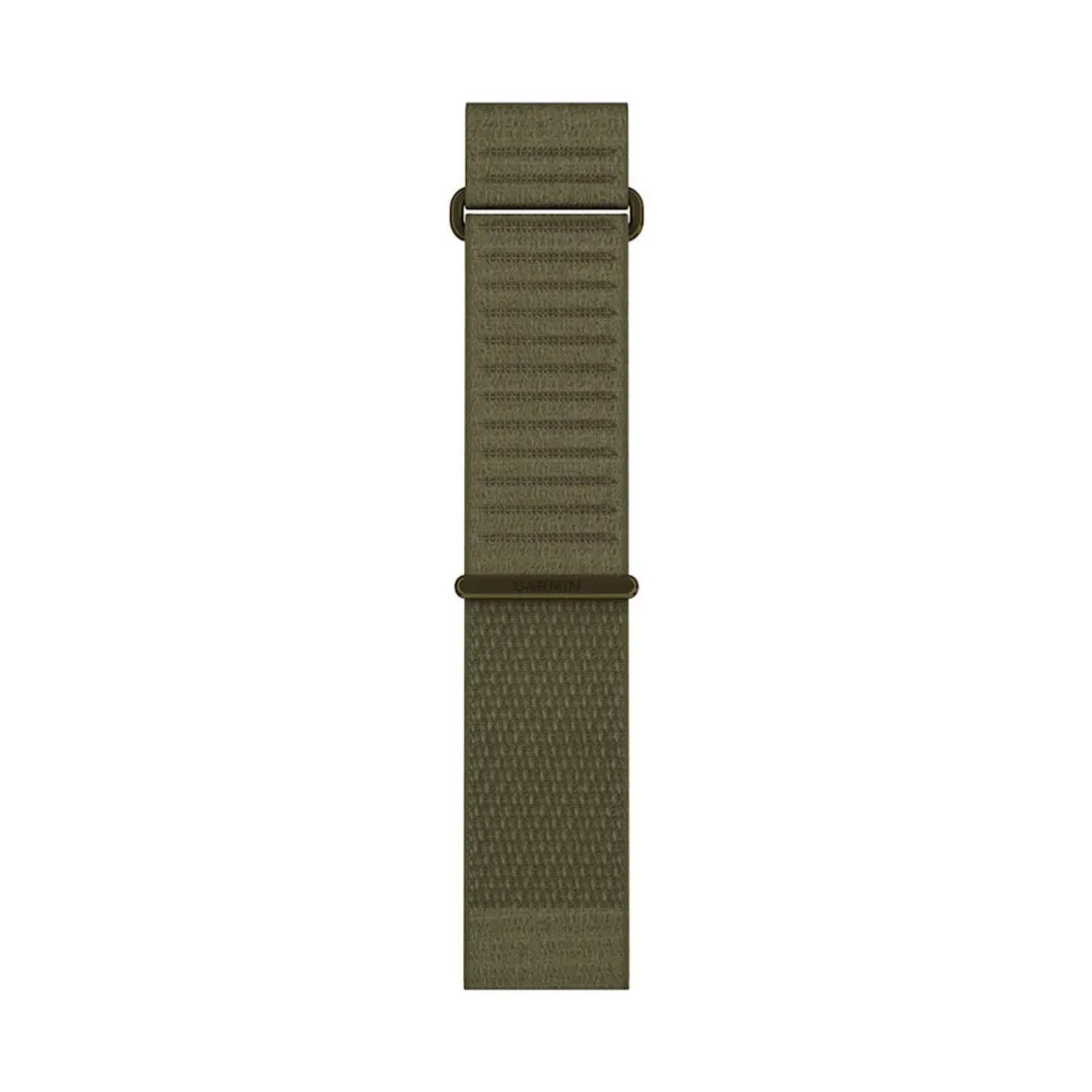 Armeijanvihreä Garmin QuickFit 26 mm lyhyt kangasranneke metallisilla kiinnityslenkeillä ja säätösoljella