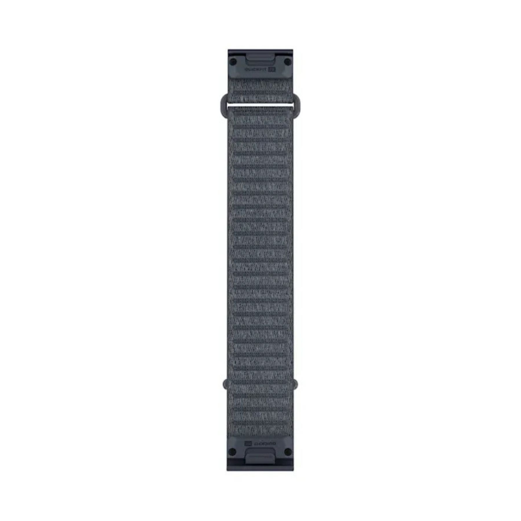 Garminin graniitinsininen pitkä QuickFit-kangasranneke, etupuoli näkyvillä