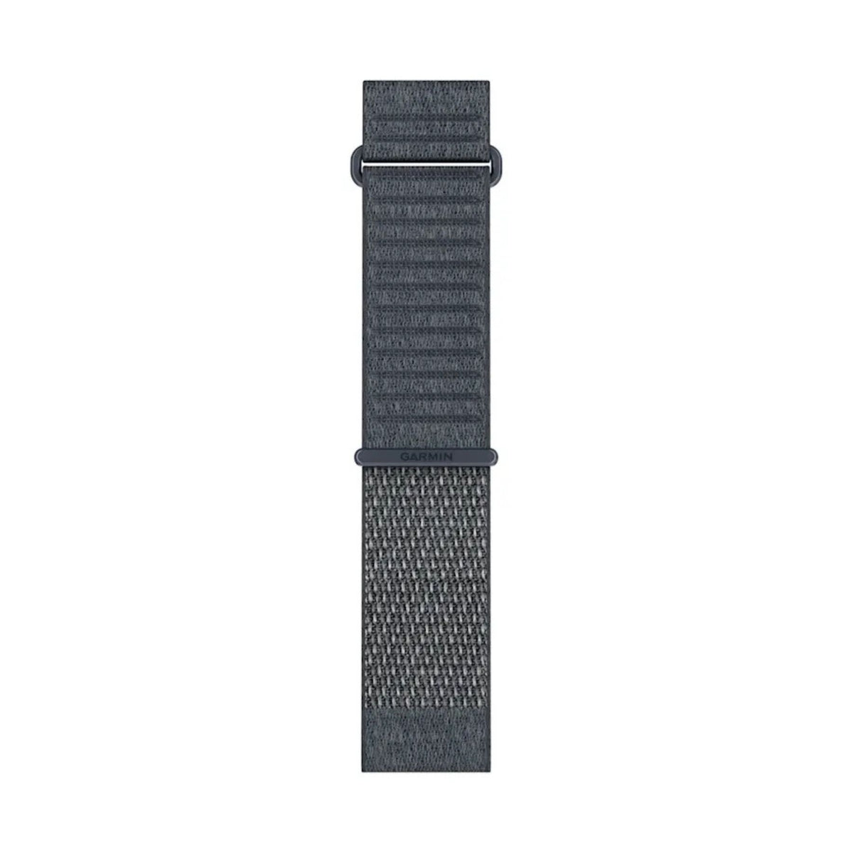 Garminin graniitinsininen QuickFit kangasranneke 26 millimetrin leveydellä ja metallisilla kiinnityslenkeillä edestä nähtynä