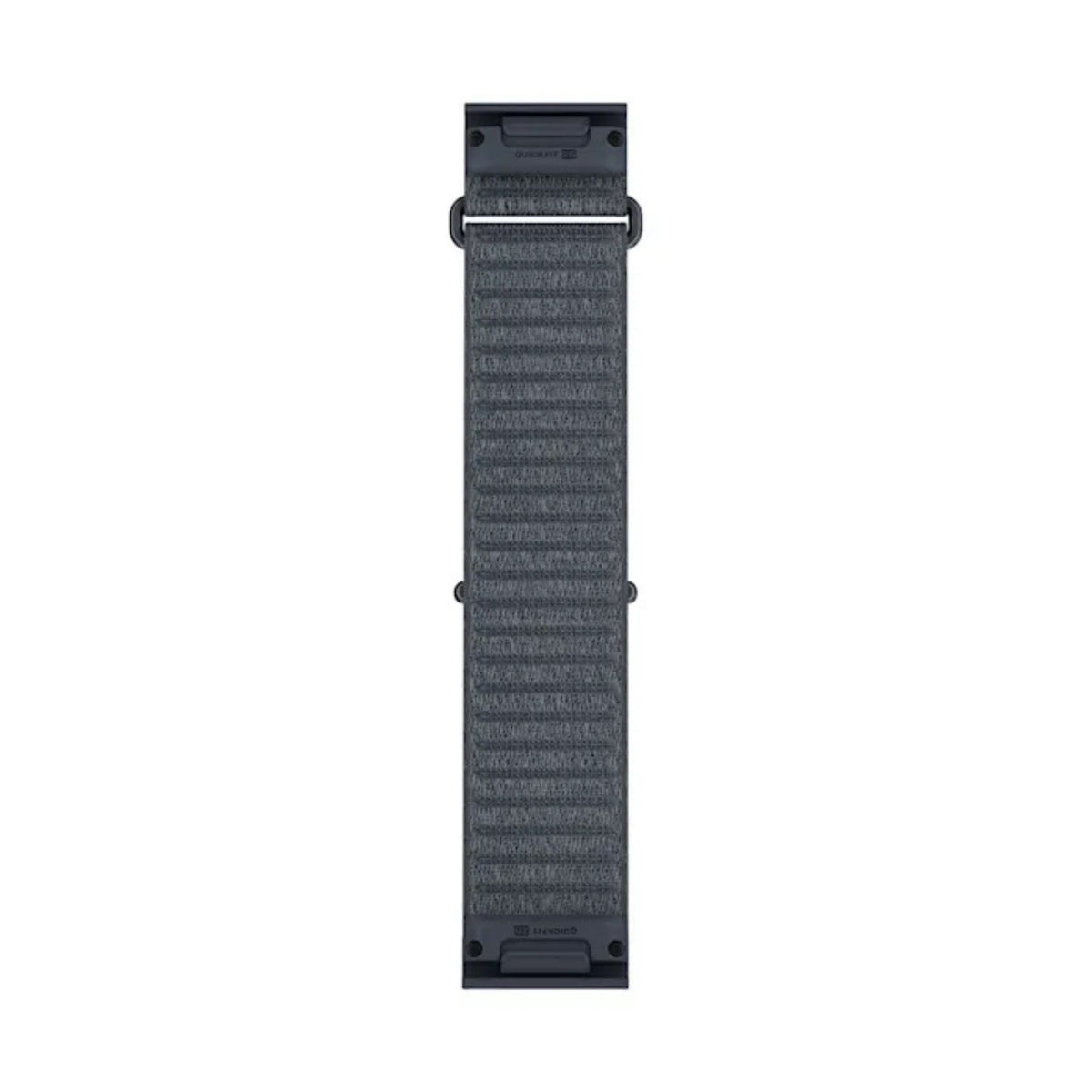 Garmin QuickFit 26 mm graniitinsininen kangasranneke, etupuolelta näkyvä sporttinen ja säädettävä kellonranneke