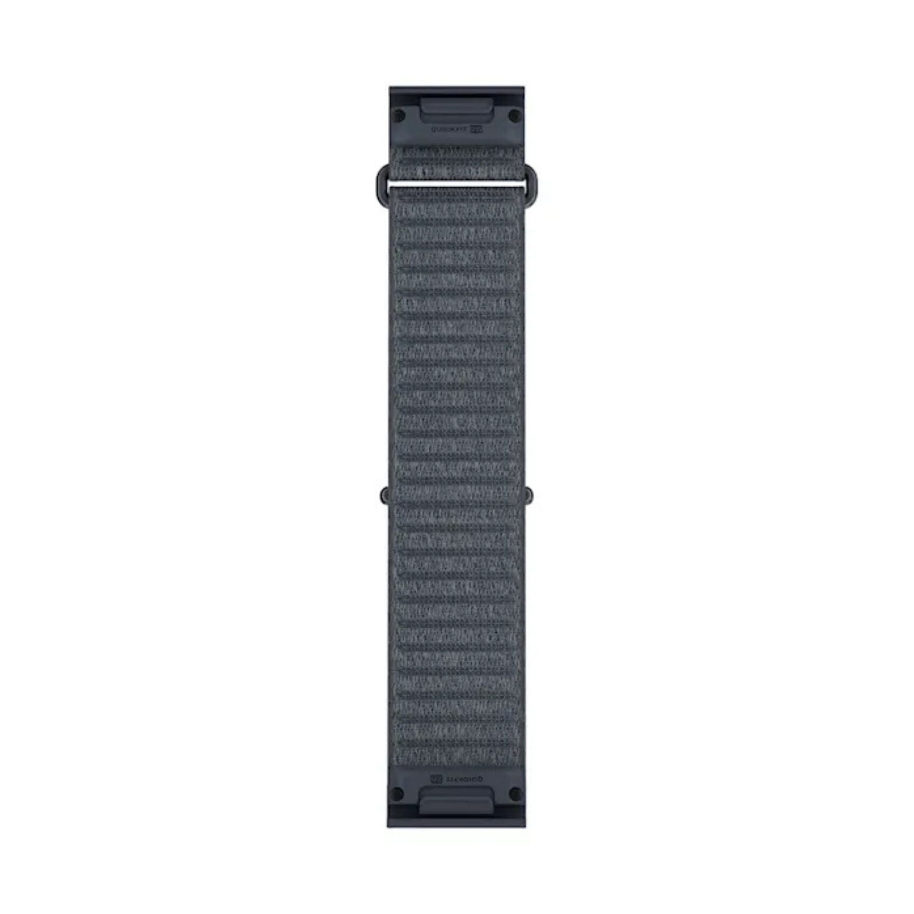 Garmin QuickFit 26 mm graniitinsininen kangasranneke, etupuolelta näkyvä sporttinen ja säädettävä kellonranneke