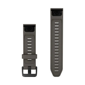 Garminin kivenharmaa 22 mm silikoniranneke, kaksi rannekeosaa ja musta solki selkeästi näkyvissä