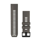 Garminin 26 mm kivenharmaa silikoniranneke, kaksi osaa ja musta solki älykelloon sopivassa QuickFit kiinnityksessä