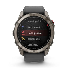 Garmin Fenix 8 Pro Amoled 51mm LTE Sapphire, grafiitinharmaa titaani ja musta ranneke, älykello 010-03199-11