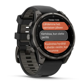 Garmin Fenix 8 Pro LTE, 47mm Amoled Sapphire, hiilenharmaa titaani ja musta ranneke, älykello 010-03198-01