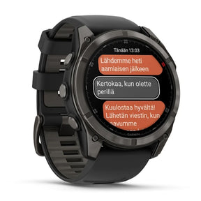 Garmin Fenix 8 Pro LTE, 51mm Amoled Sapphire, hiilenharmaa titaani ja musta ranneke, älykello 010-03199-01