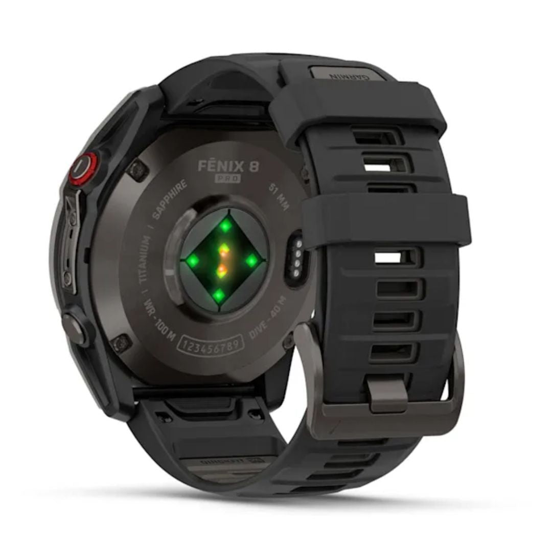 Garmin Fenix 8 Pro LTE, 51mm Amoled Sapphire, hiilenharmaa titaani ja musta ranneke, älykello 010-03199-01