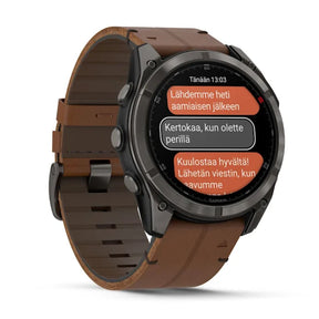 Garmin Fenix 8 Pro LTE, 51mm Amoled Sapphire, titaani ja ruskea nahkaranneke, älykello 010-03199-40