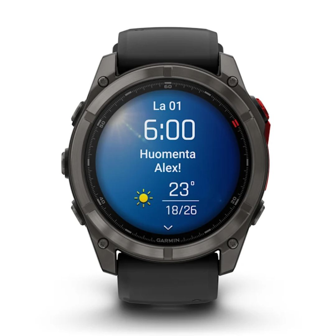 Garmin Fenix 8 Pro MicroLED 51mm LTE Sapphire, harmaa DLC-titaani ja musta ranneke, älykello 010-03380-01