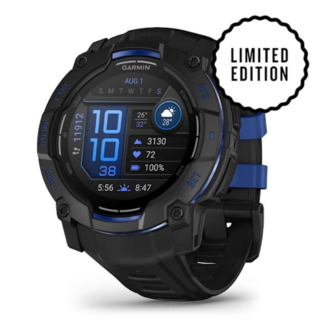 Garmin Instinct 3 AMOLED, 50mm, musta ja sähkönsininen, GPS-älykello 010-03020-03