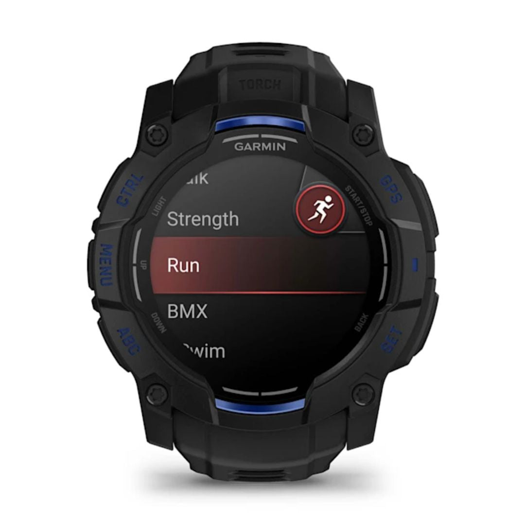 Garmin Instinct 3 AMOLED, 50mm, musta ja sähkönsininen, GPS-älykello 010-03020-03