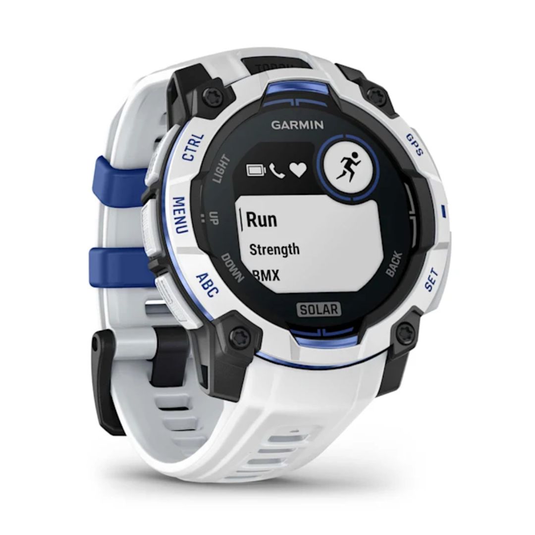 Garmin Instinct 3 Solar, 45mm, vaaleanharmaa ja sähkönsininen, GPS-älykello 010-02934-03