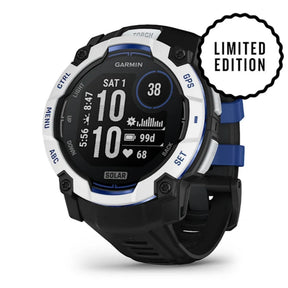 Garmin Instinct 3 Solar, 50mm, vaaleanharmaa, musta ja sähkönsininen, GPS-älykello, 010-02935-03