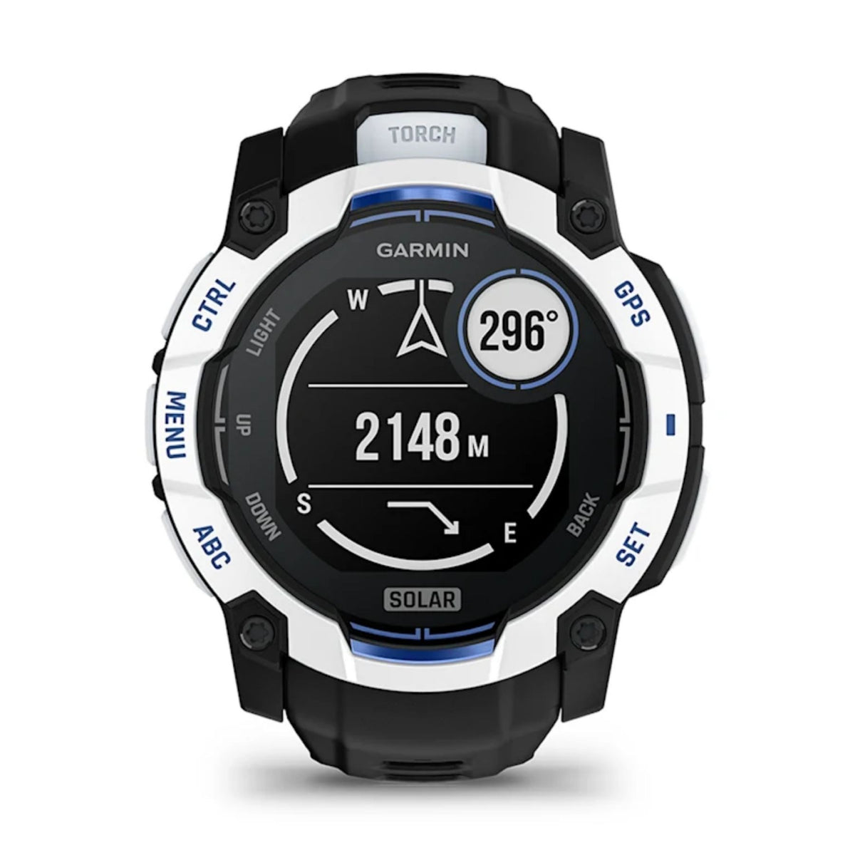 Garmin Instinct 3 Solar, 50mm, vaaleanharmaa, musta ja sähkönsininen, GPS-älykello, 010-02935-03