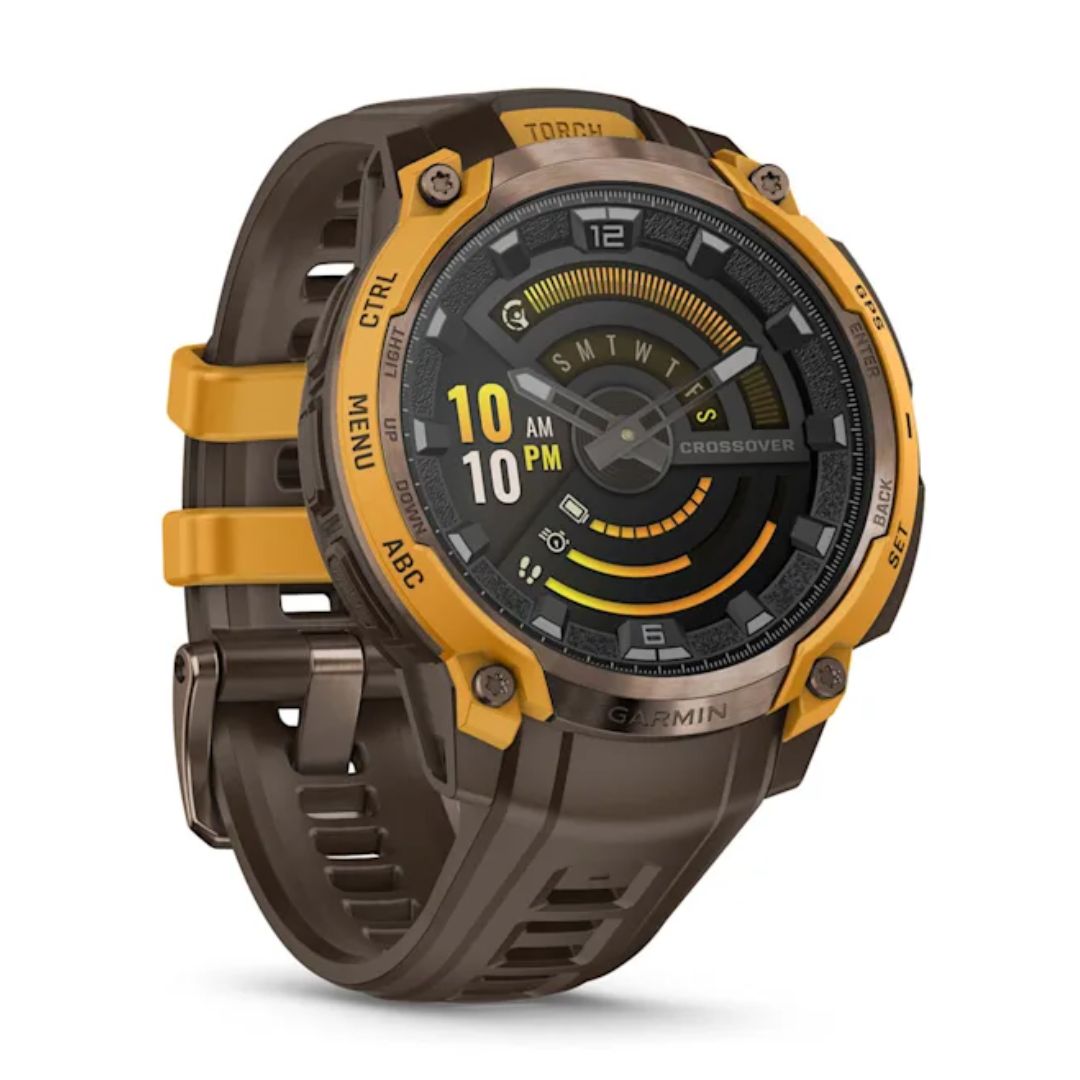 Garmin Instinct Crossover AMOLED, pronssi ja auringonkeltainen, GPS-hybridiälykello 010-03398-01