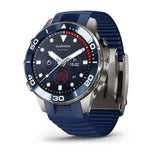 Garmin MARQ Gen 3 Diver älykello sinisellä rannekkeella ja tummalla sukelluskehyksellä etuviistosta