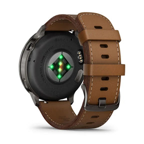 Garmin Venu 4, tummanharmaa ja ruskea nahkaranneke, 45 mm, Amoled GPS-älykello 010-03014-03