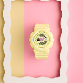Keltainen Casio Baby-G BA-110AH-9AER anadigi-rannekello