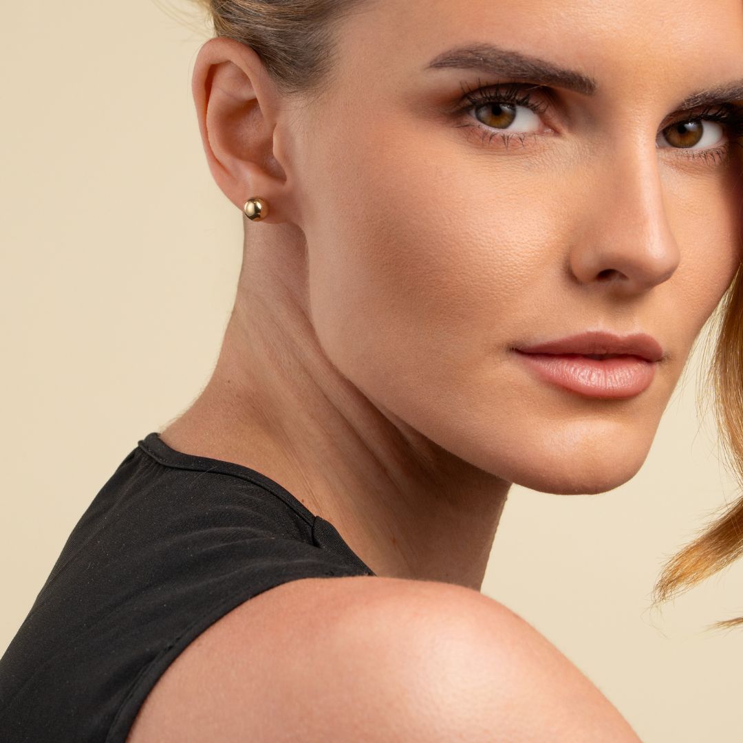 Kultaiset pallokorvakorut, 8mm pallo, 14K keltakulta