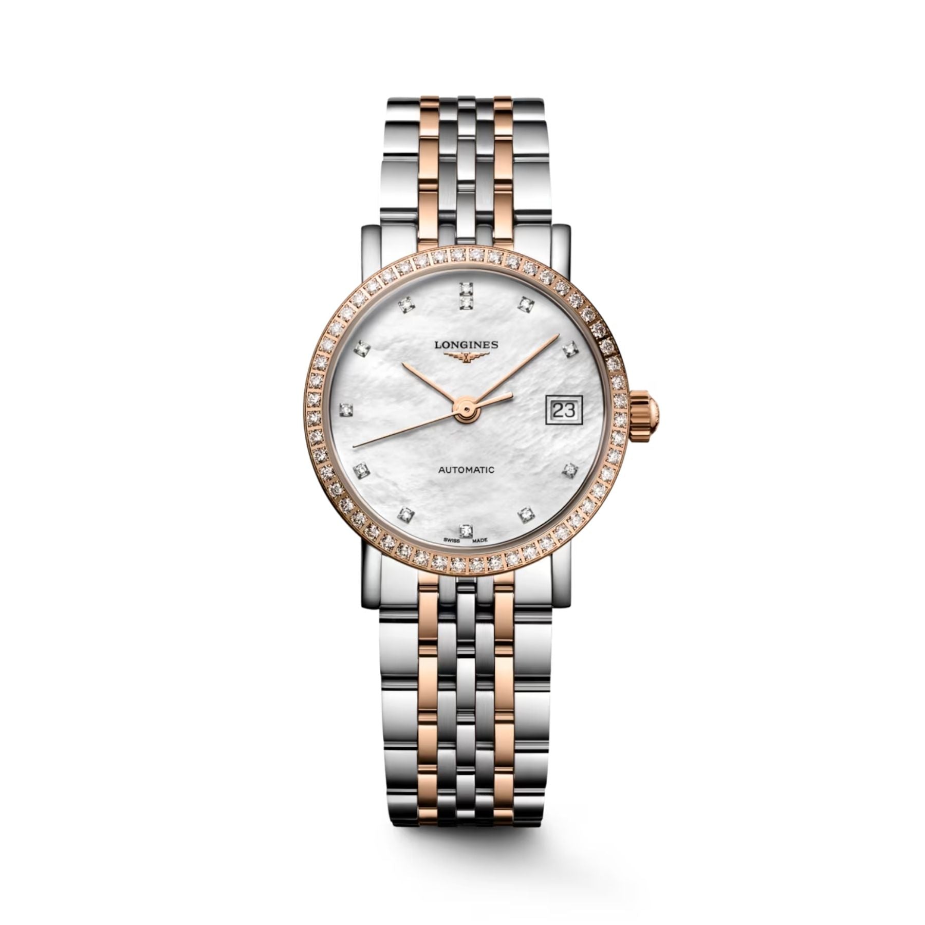 Longines Elegant Collection rannekello L43095817, ruusukulta ja timantit