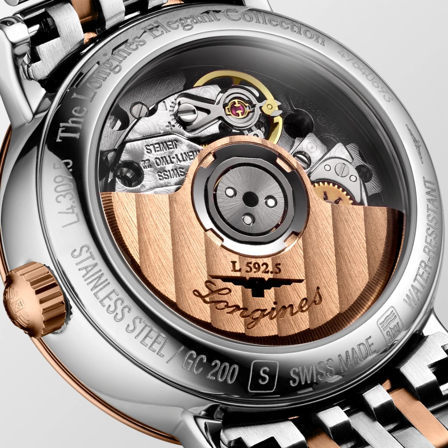 Longines Elegant Collection rannekello L43095817, ruusukulta ja timantit