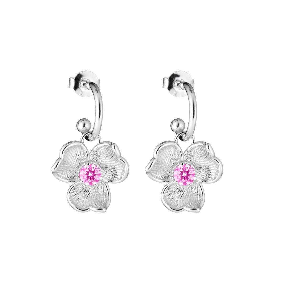 Lumoava Anna rengaskorvakorut pinkillä kivellä, hopeaa