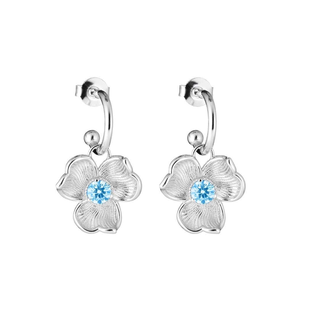 Lumoava Anna rengaskorvakorut sinisellä kivellä, hopeaa