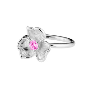 Lumoava Anna sormus pinkillä kivellä, hopeaa